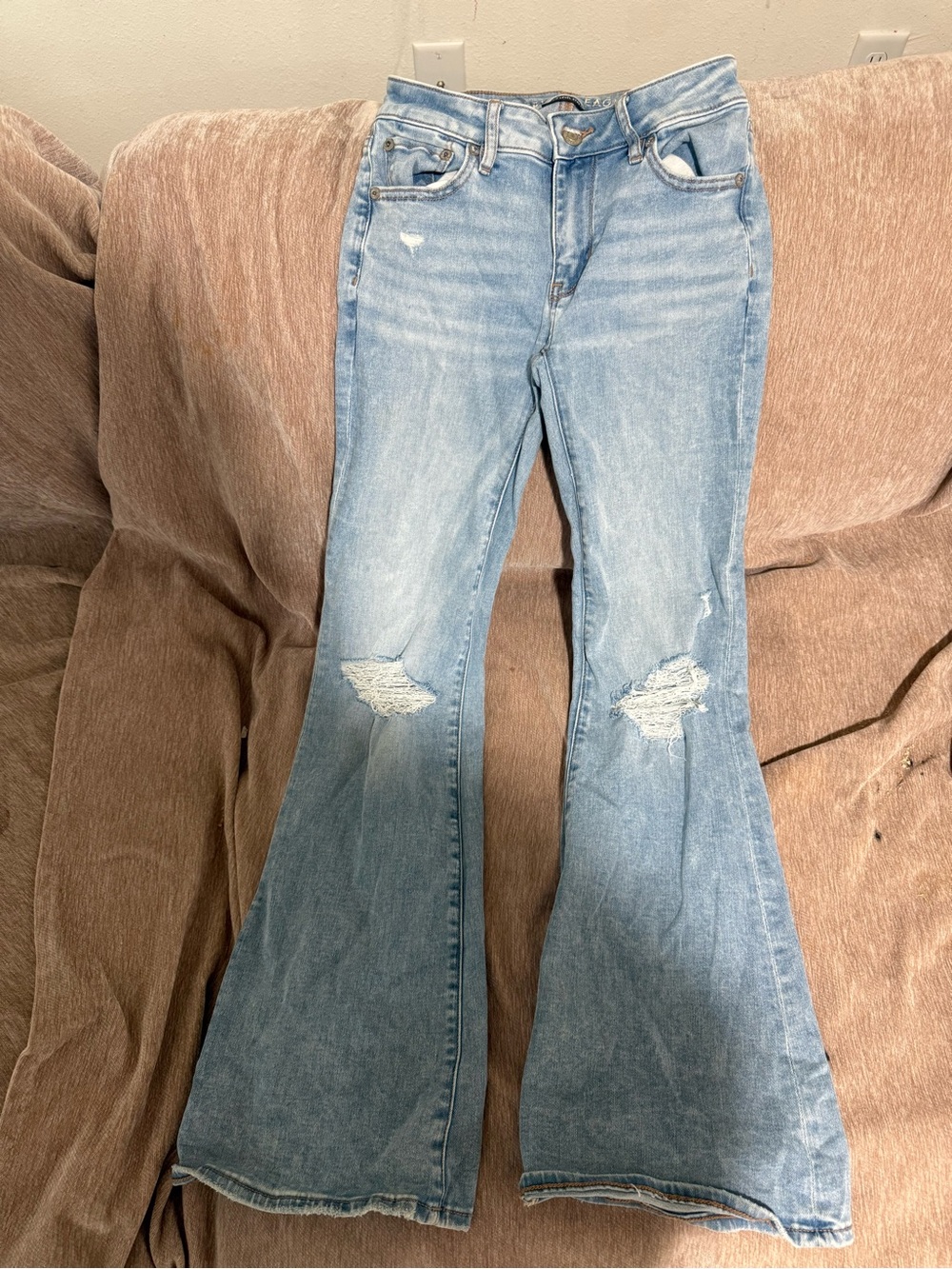 American Eagle Next Level Stretch Distressed Flare Jeans Size 00 Regular